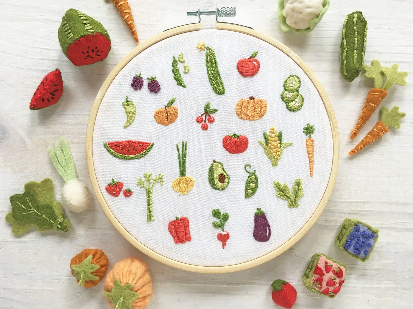 Tiny Sweets and Veggies Hand Embroidery 2 pattern set