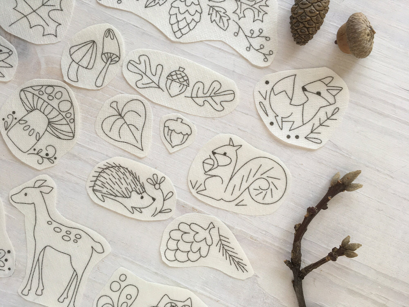 19 Woodland Stick and Stitch embroidery patterns