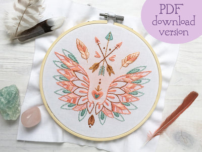 Wings, Feathers and Arrows Hand Embroidery pattern download