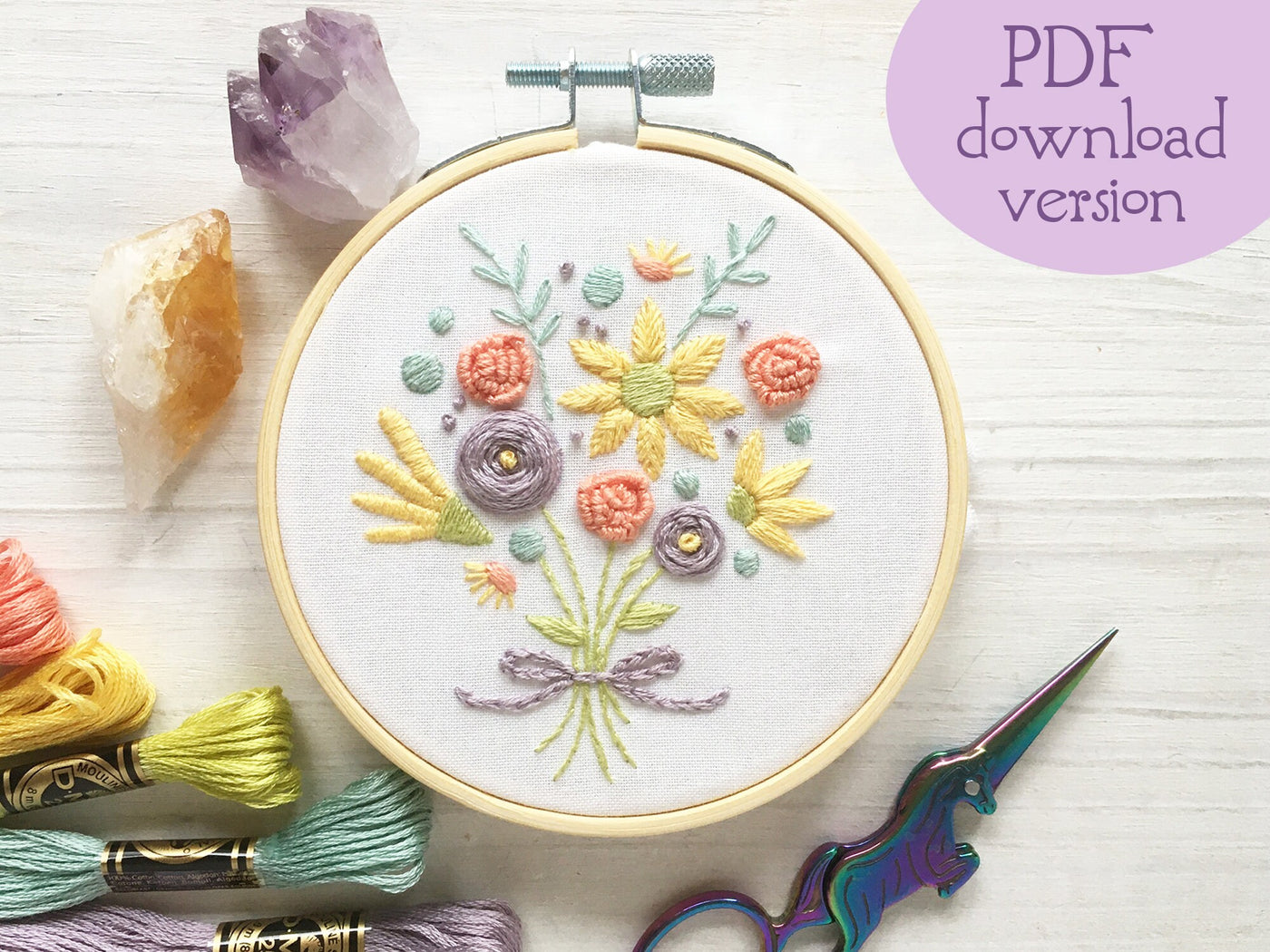 Floral Bouquet Embroidered Hoop
