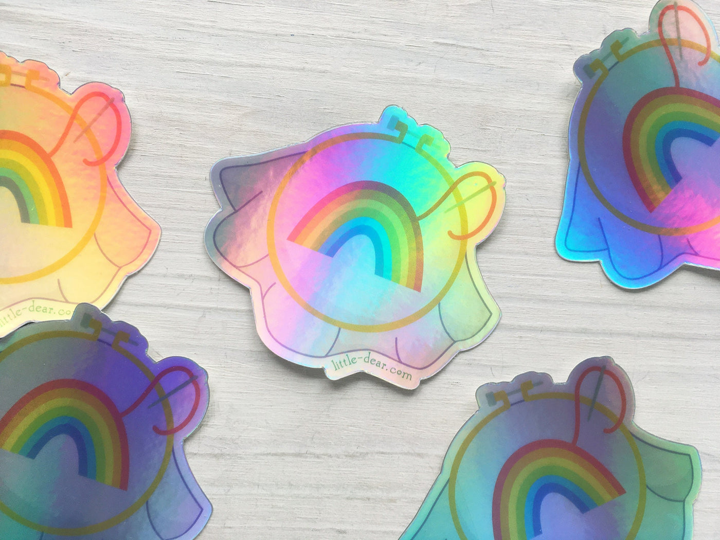 Holographic Rainbow Embroidery Hoop Vinyl Sticker