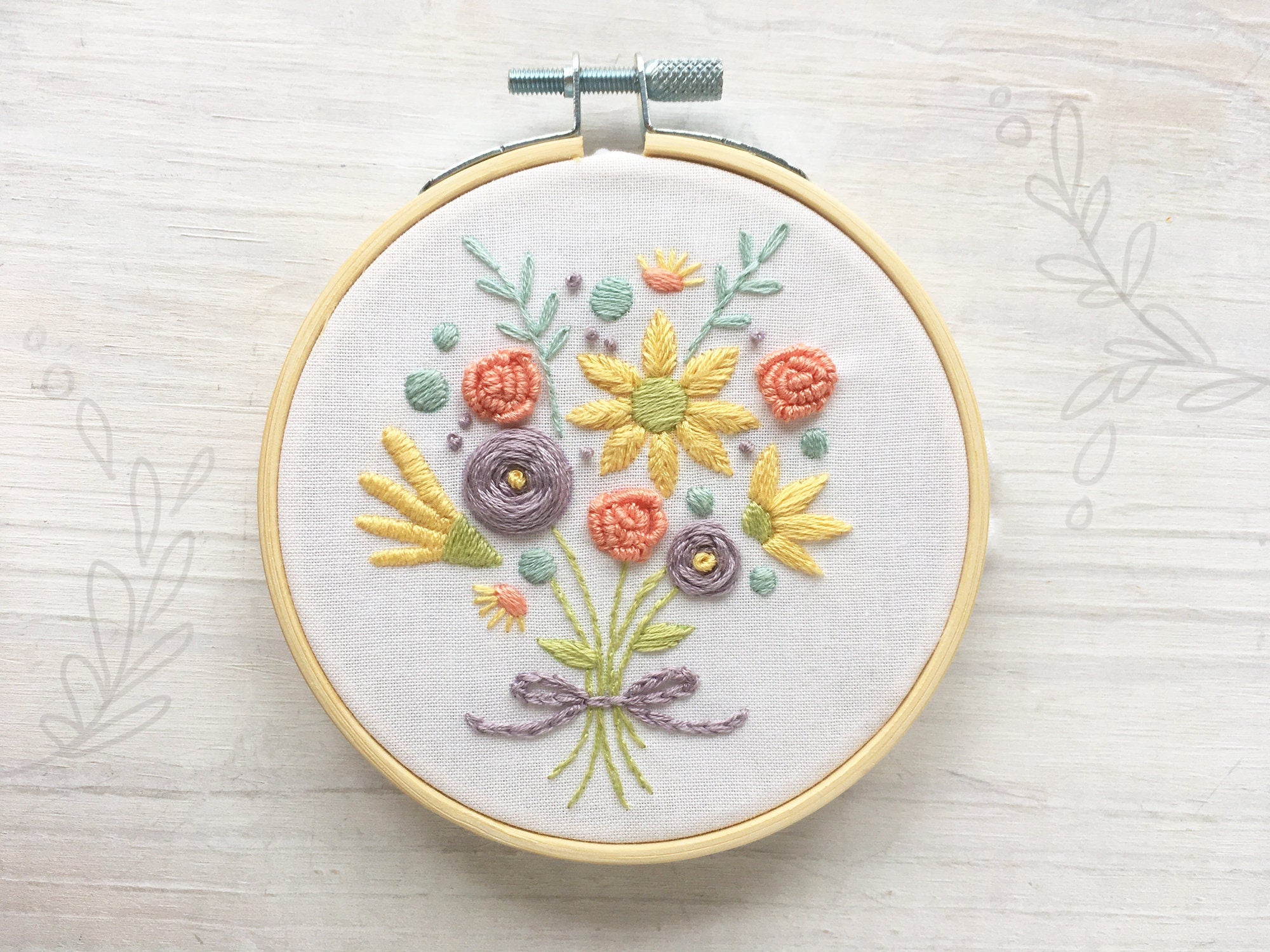 Floral Bouquet Embroidered Hoop