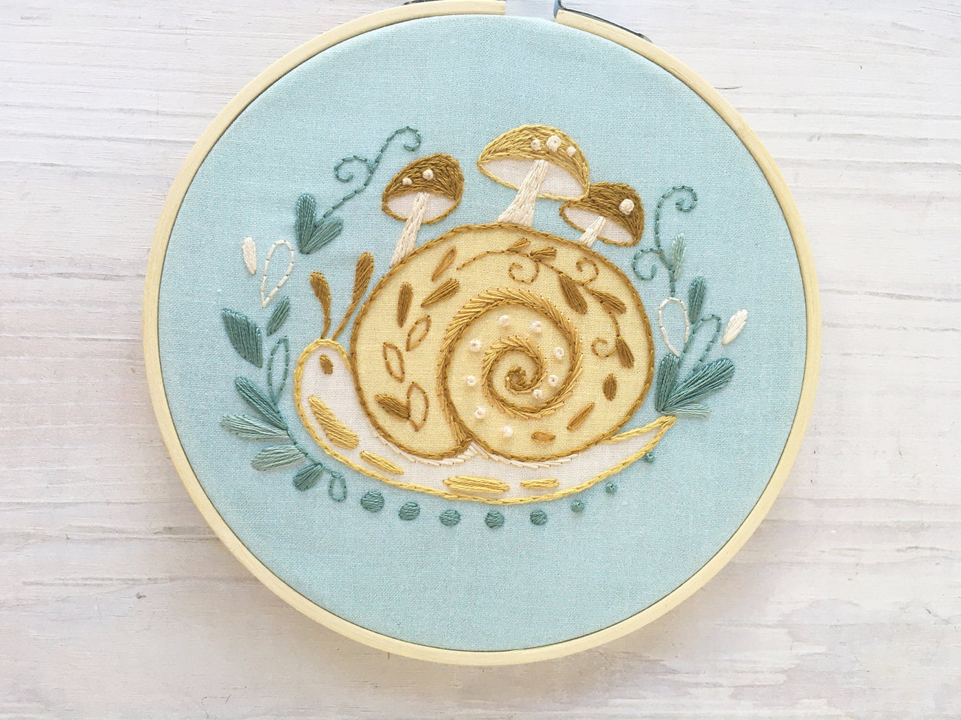 Mushroom Snail Hand Embroidery pattern download