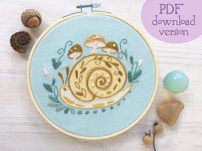 Mushroom Snail Hand Embroidery pattern download