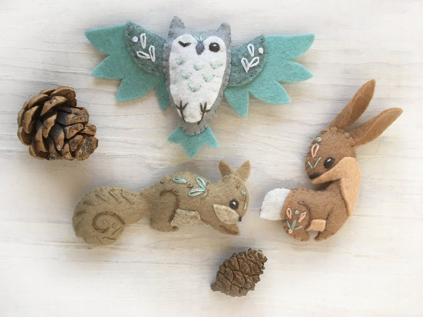 Owl, Rabbit, Squirrel Woodland Creatures felt animals sewing pattern