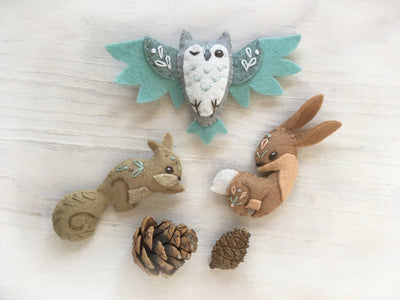 Owl, Rabbit, Squirrel Woodland Creatures felt animals sewing pattern