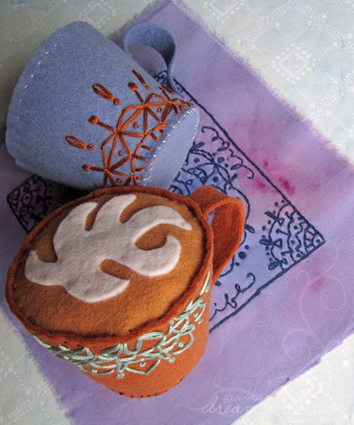 I love Coffee and Tea Cup felt plush sewing pattern