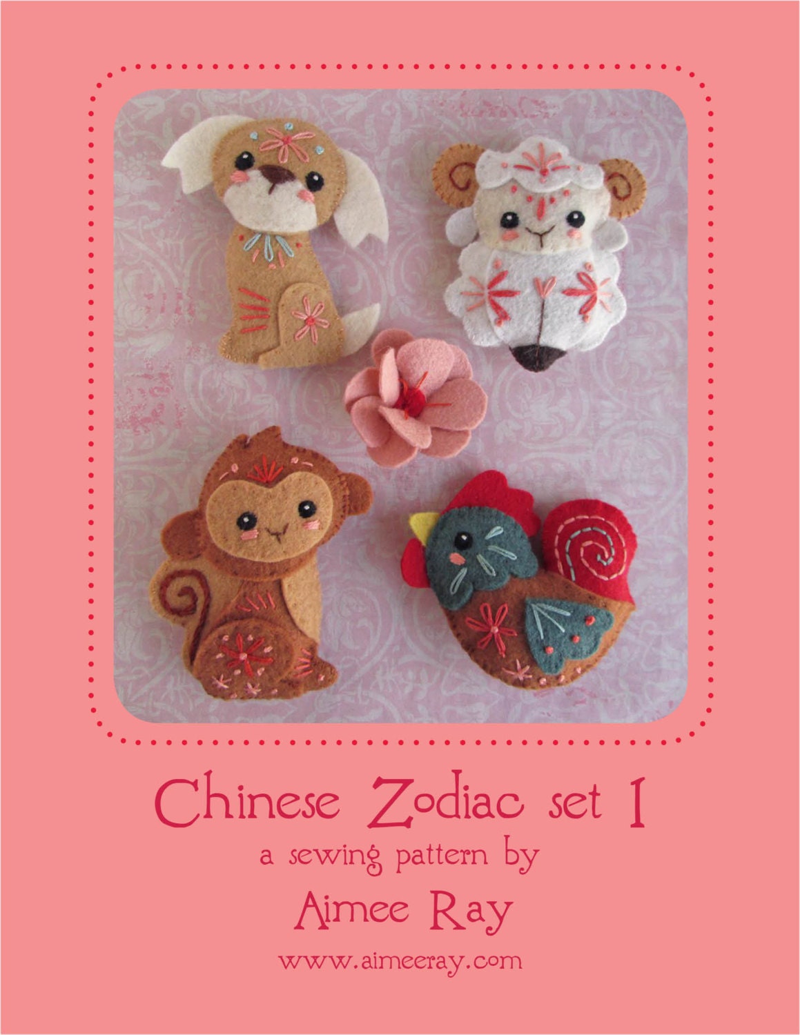 Chinese Zodiac felt animals Plush Sewing Pattern SET 1