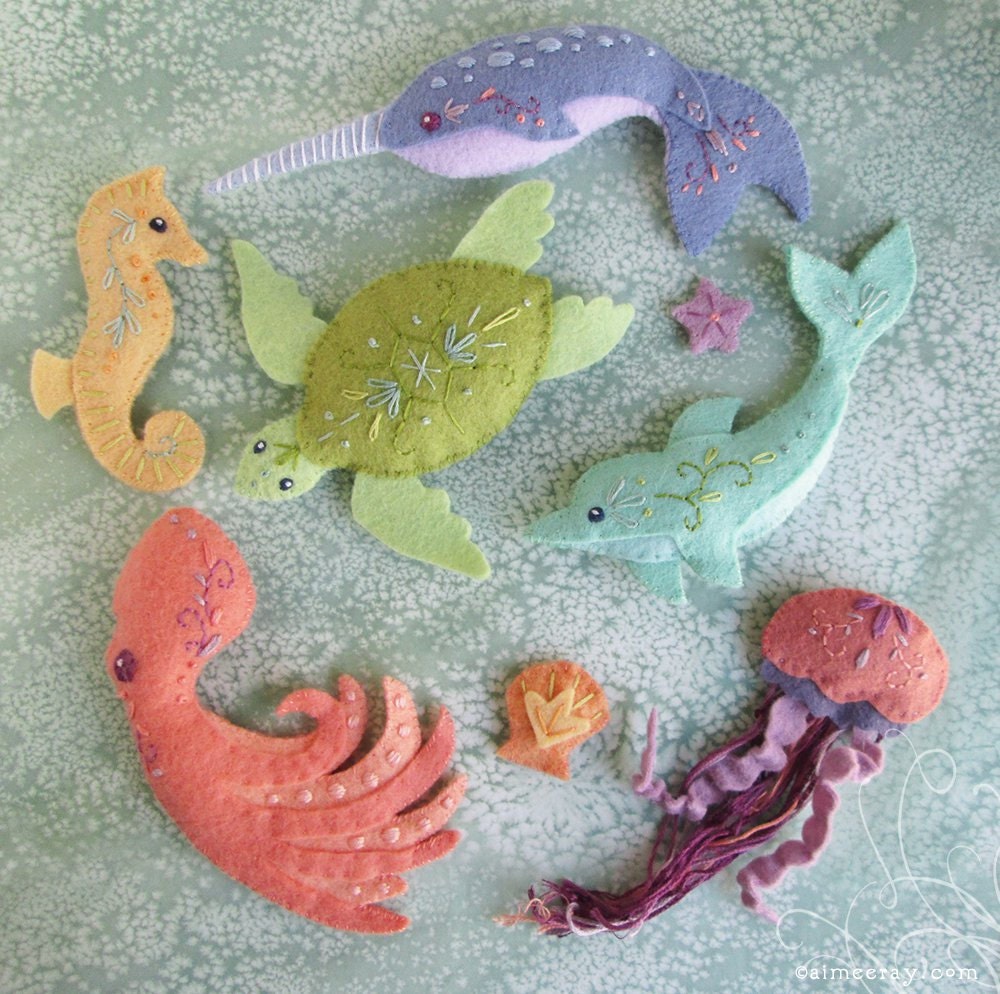 6 Sea Creatures Felt Animals sewing pattern