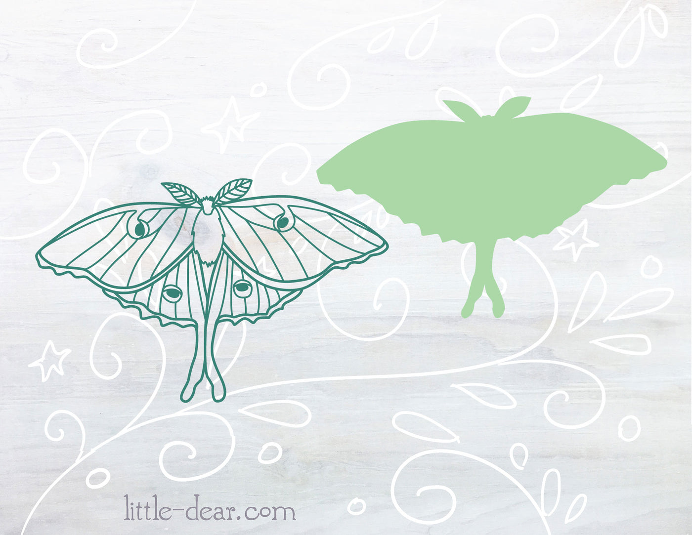 SVG Luna Moth butterfly cut file for Cricut, Silhouette, PNG, JPG