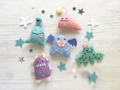 Aliens and Monsters felt plush sewing pattern