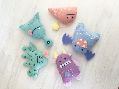 Aliens and Monsters felt plush sewing pattern