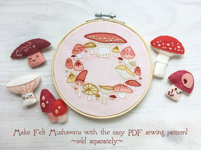 Mushroom Fairy Circle hand embroidery pattern