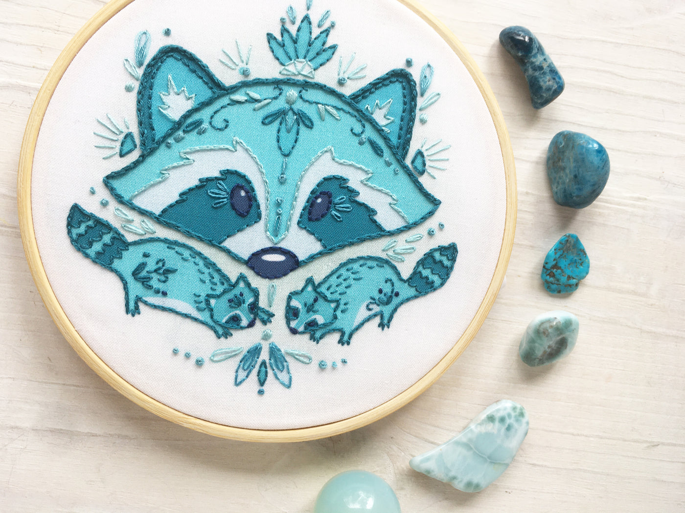 Blue Raccoon Hand Embroidery pattern download