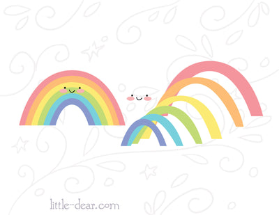 SVG Happy Rainbow cut file for Cricut, Silhouette, PNG, JPG