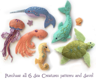 Sea Creatures Set 2 Felt Animals Sewing Pattern