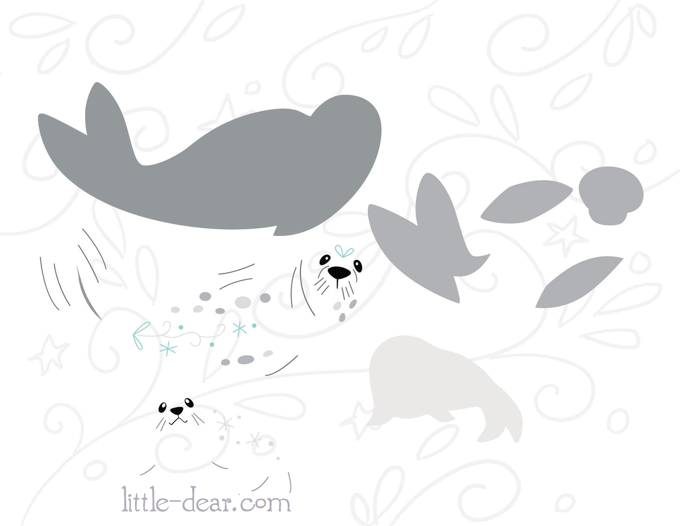 SVG Seal mama and baby cut files for Cricut, Silhouette, PNG, JPG