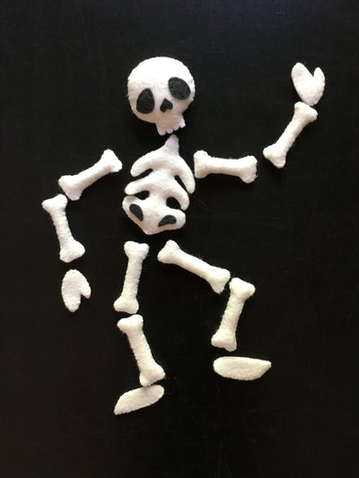 Skelly and Spidey Halloween skeleton felt plush sewing pattern