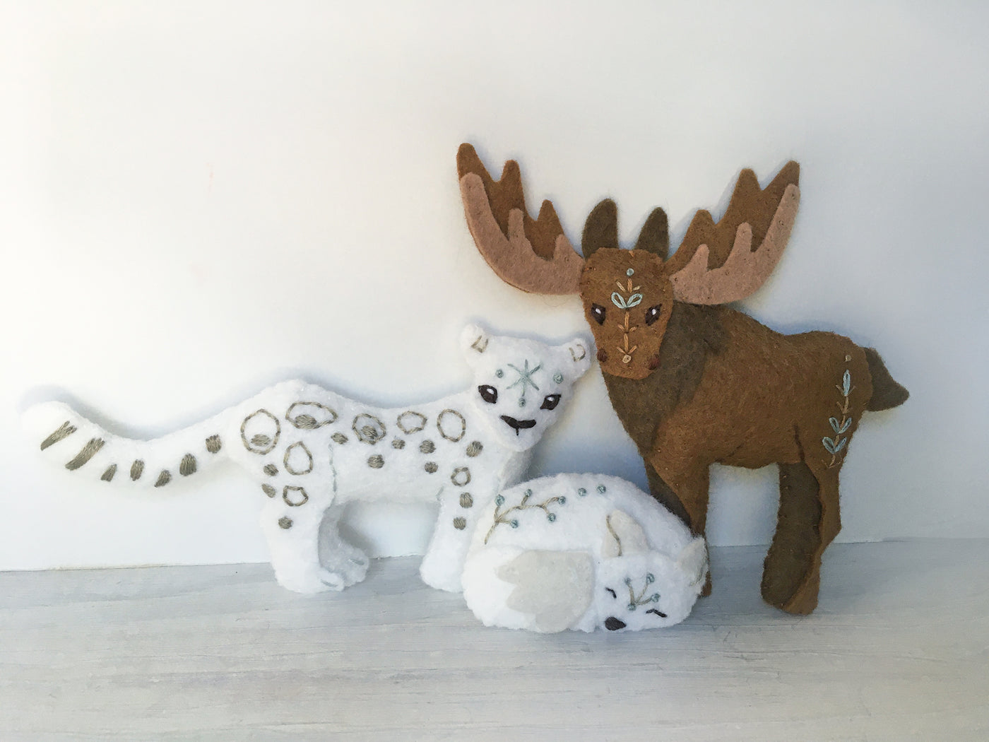 Winter Animals set 2 plush felt Sewing pattern, Christmas ornaments