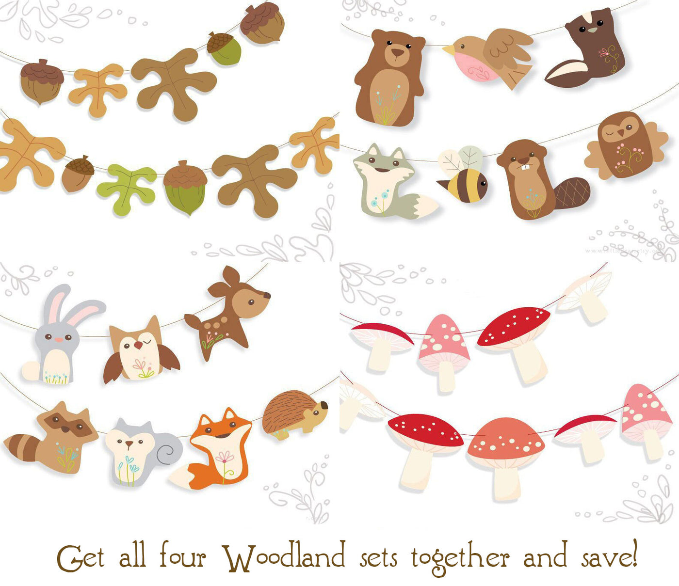 Woodland Animals set 2  printable SVG party craft files