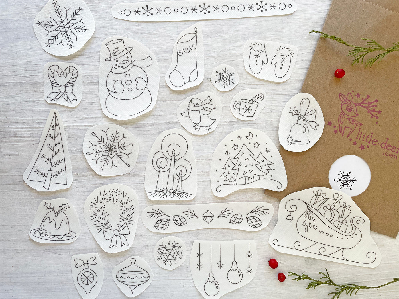 Christmas Stick and Stitch, Stick and Stitch Embroidery Patterns, Wash Away  Embroidery Transfers, Peel and Stick Embroidery 